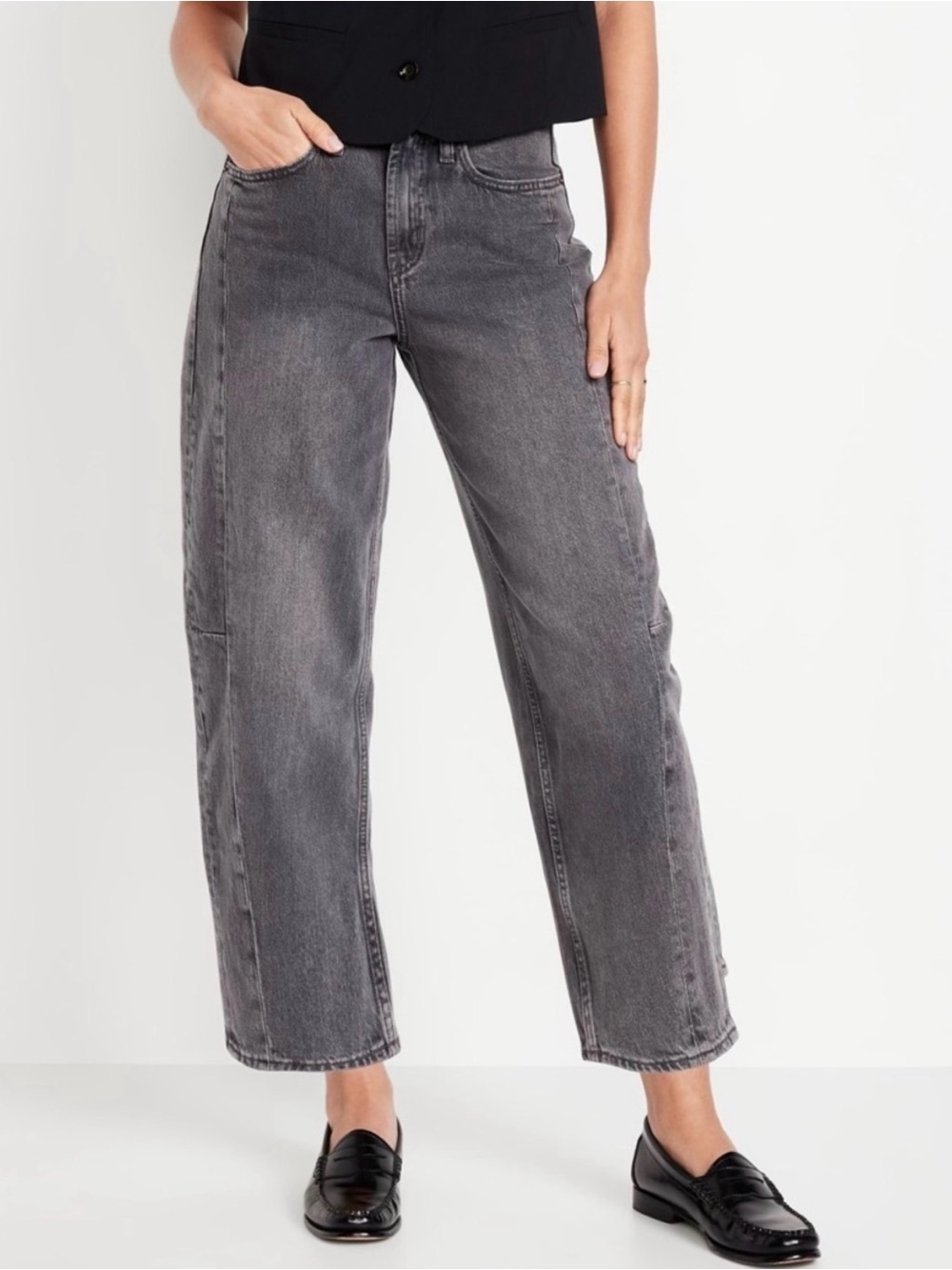 old navy gray barrel jeans